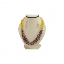 Jaipuri Colorful Necklace With Shinny Pearls Earrings