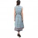 Blue Cotton Cambric Printed Sleeveless Maxi Dress By Shipgig