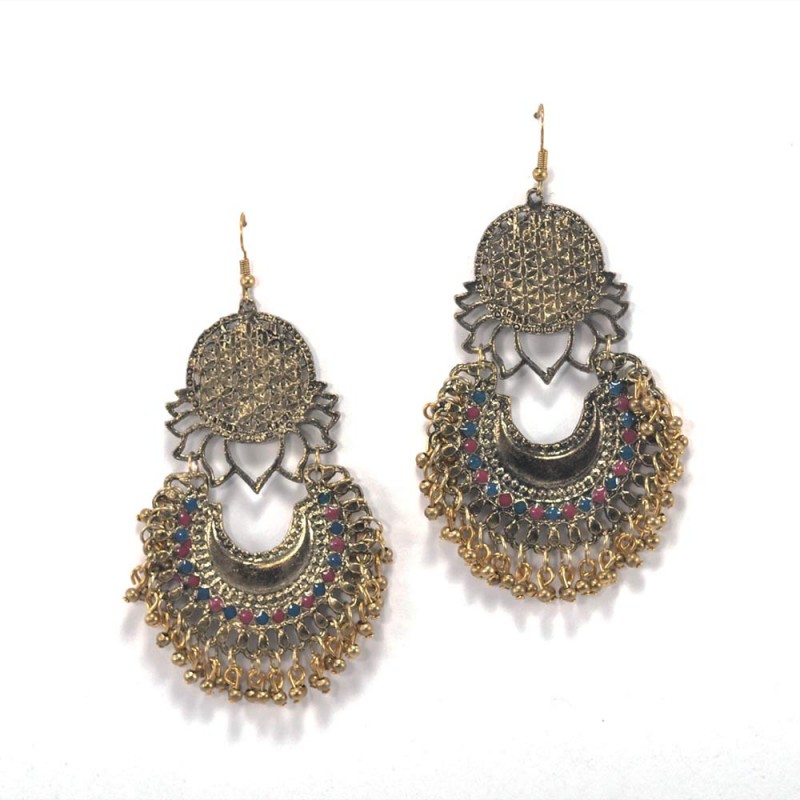 Foral Pattern With Multicoloured Kundan Danglers