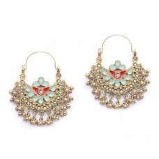 Beautiful Gold Plated Chandbalis With Floral Print