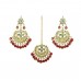 Designer Pearls And Kundan  Necklace Set In Maroon Color