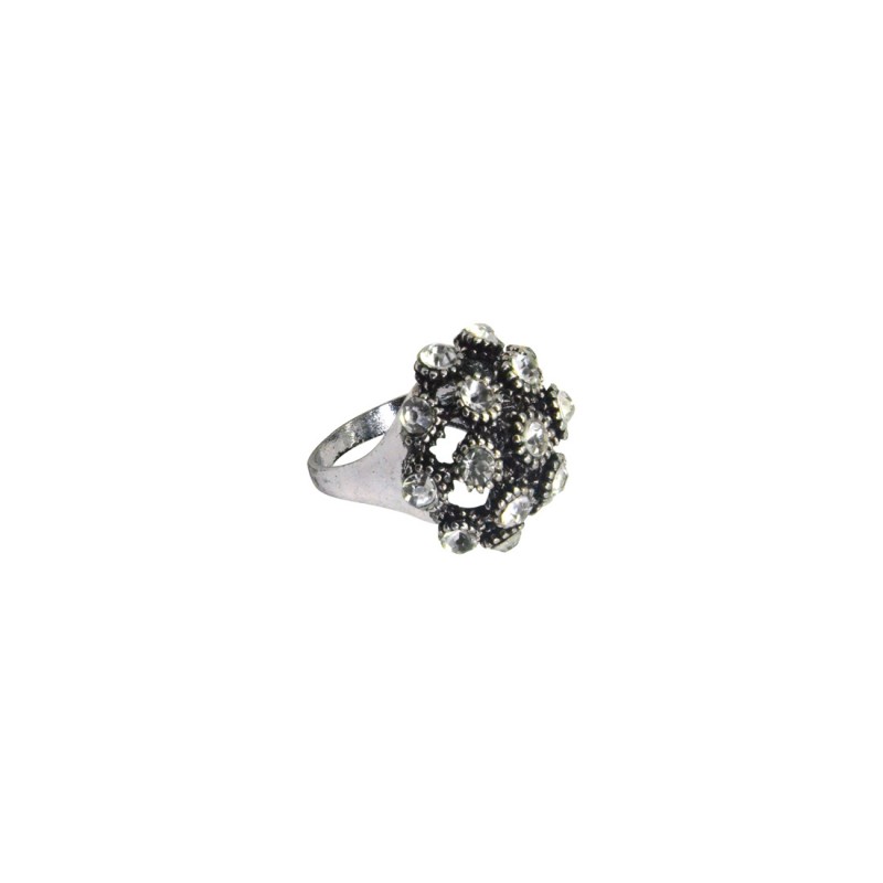 Stylish Multiple Shinny Stones Ring In Silver Color