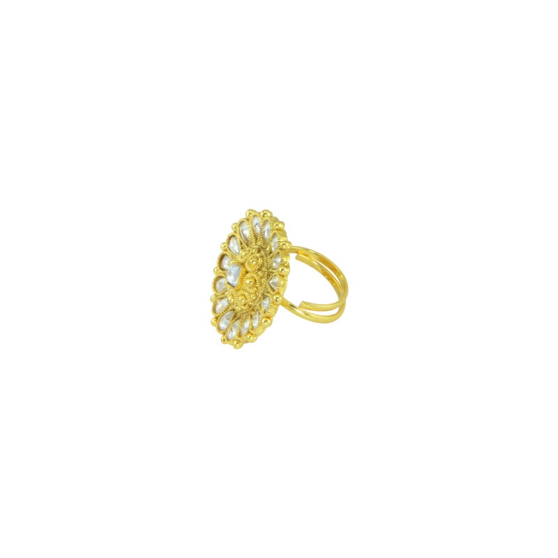 Designer Gold Plated Stone Studded Ring 
