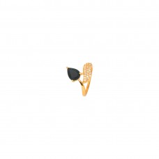 Gold Plated AD Studded Ring In Black Color