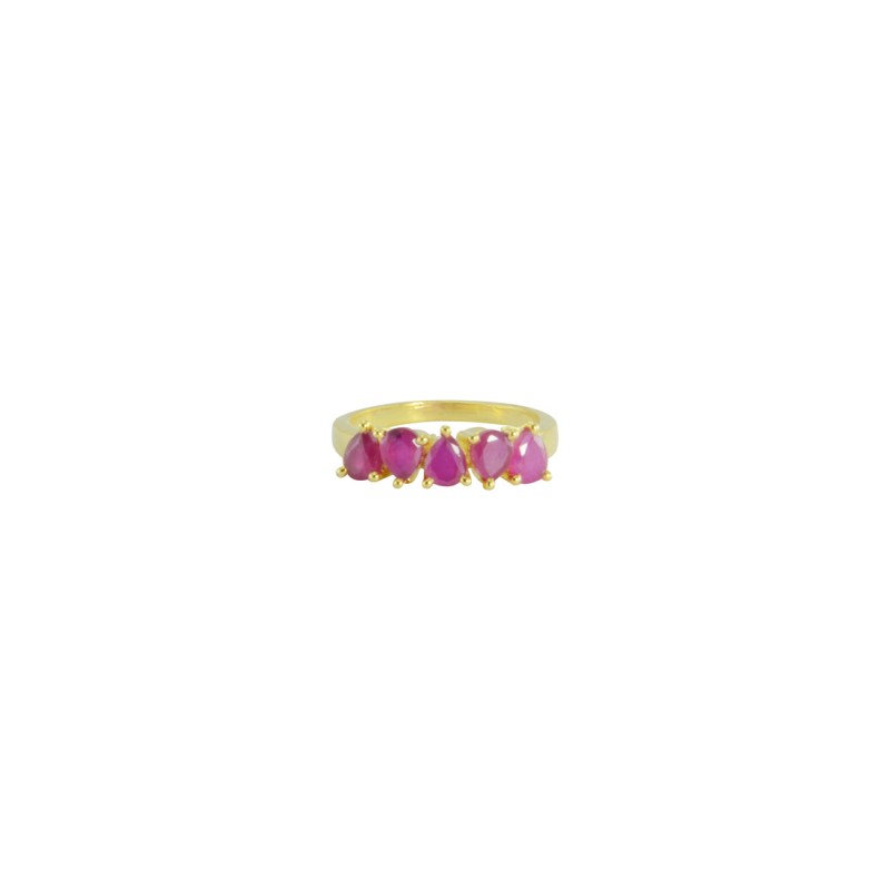 Gold Plated Ring With Pink Stones