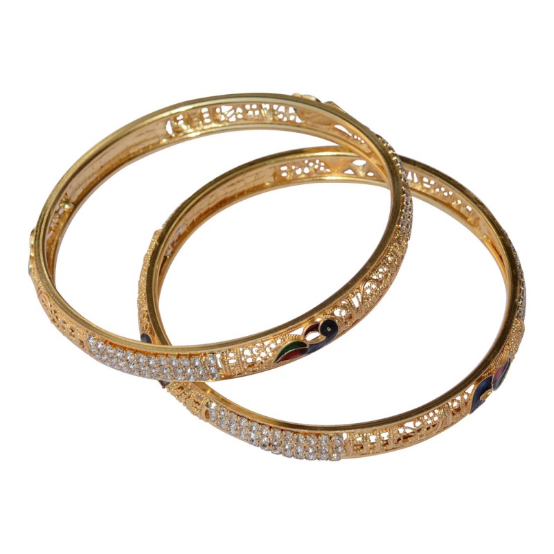 Golden Peacock Design Alloy Bangle Set