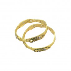 Gold Plated Set Of 2 Bangles in Peacock Design
