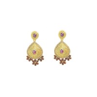 Red Studded Designer Dangler Earrings