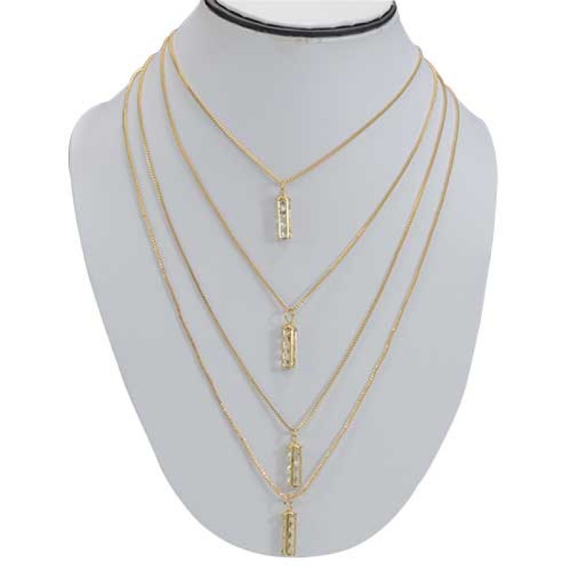 Multi Chain Crystal Necklace in Golden Color