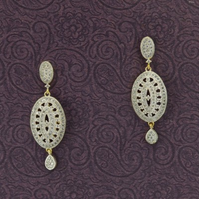Beautiful Gold Plated  Earring With White Stone  
