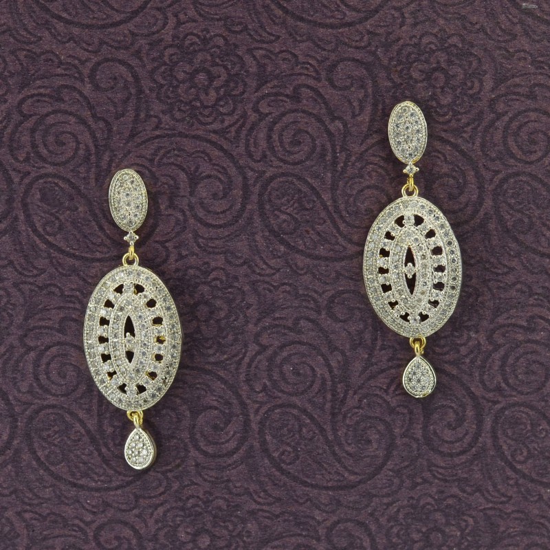 Beautiful Gold Plated  Earring With White Stone  