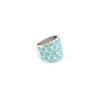 Ocean Blue Polka Dots Silver Ring