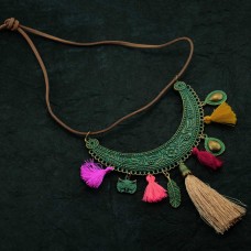 Classy Pendent Neckpiece With Colorful Tassel Thread 