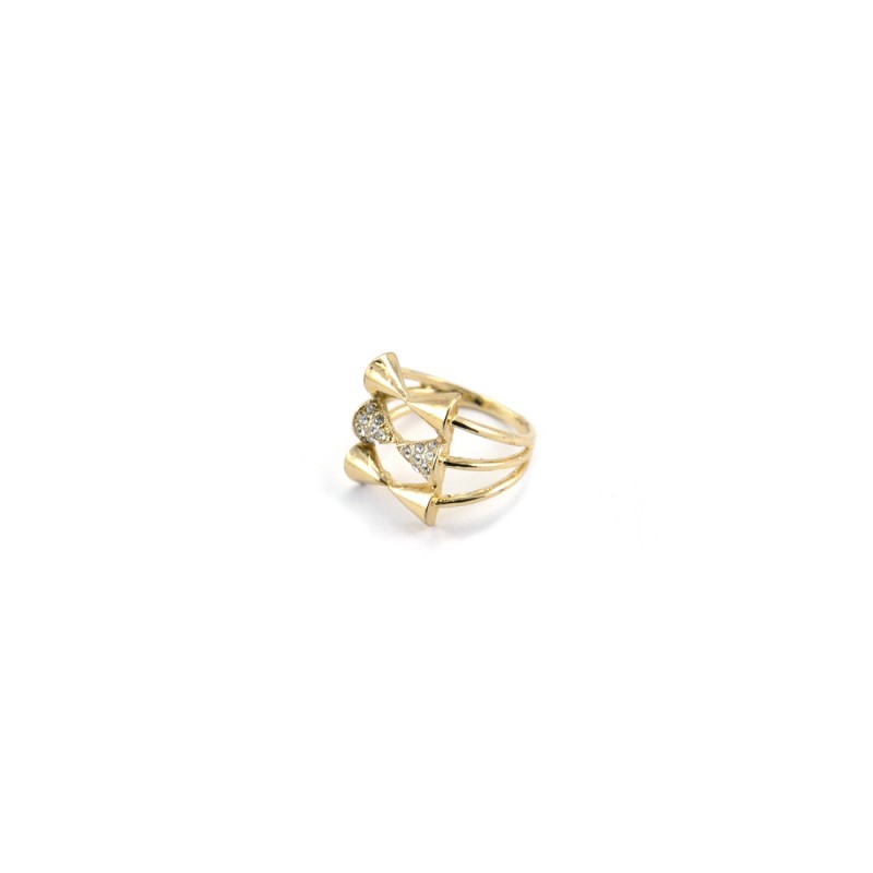 Triple Bow Stones Ring In Golden