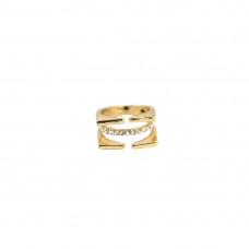 3 Layered Stone Ring In Golden