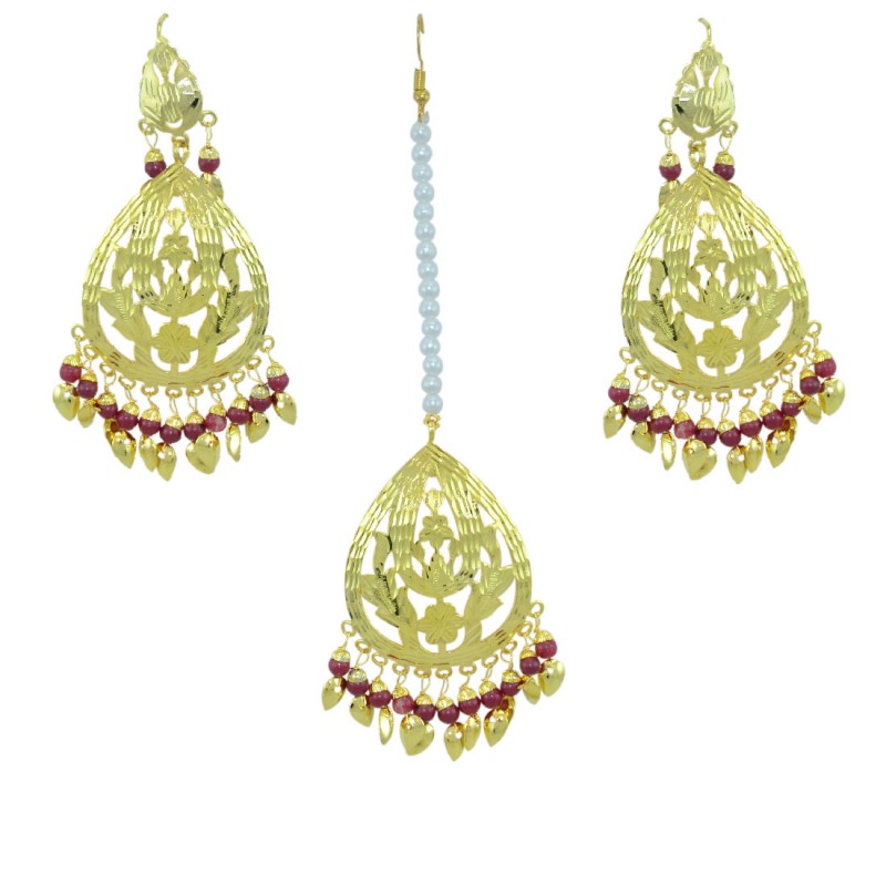 Indian Traditional Maang Tikka With Earring Set