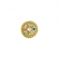 Gold Plated Multi Colored Adjustable Ring With Kundan