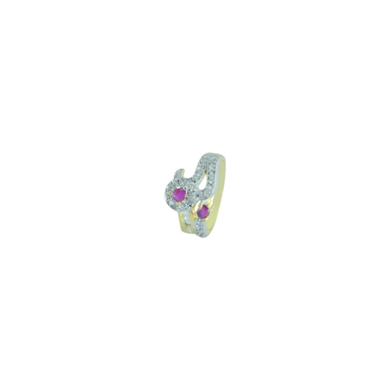 Designer Gold Plated AD RING In Pink Color
