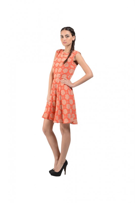 Orange Georgette Dress By Shipgig