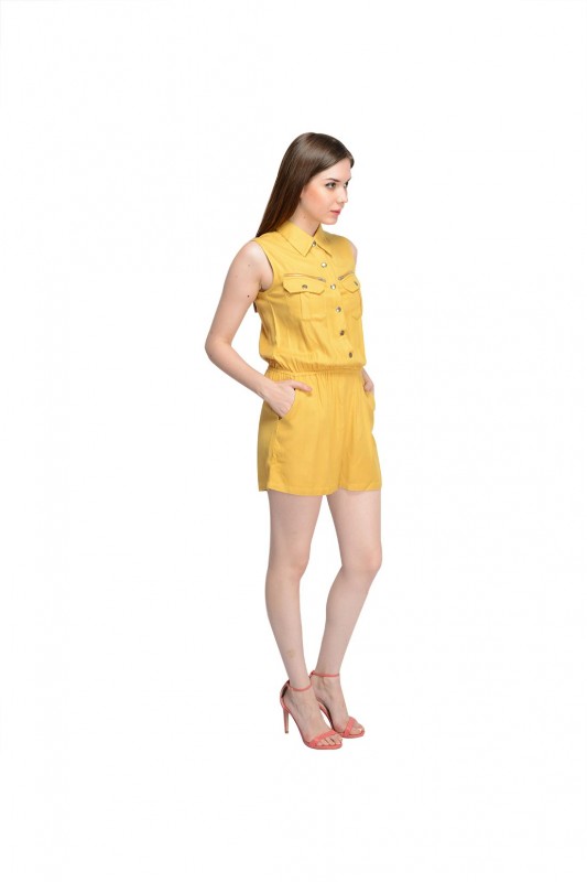 Designer Yellow Short Jumpsuit For Women By Shipgig