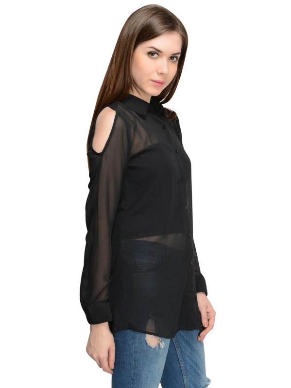 Black Full Sleeves Top By Shipgig