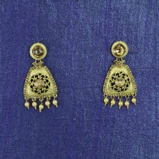 Gold Plated Kundan Pearl Drop Danglers Earring