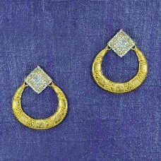 Gold Plated  Multiple Stone Studded Earring