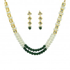 Double Strand Designer Necklace With Pearls And Kundan