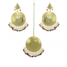 Beautiful Gold Plated Maang Tikka With Earring