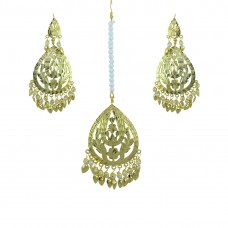 Gold Tone Maang Tikka With  Pair Of Earring