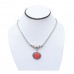 Metal Plated Chain Pendant With Red Bead