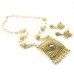 Designer Gold Plated Necklace Set With Multiple Pearls