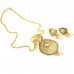 Golden Necklace Set With Drop Pearl Earrings