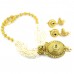 Gold Plated Necklace Set With Multiple Wired Pearls