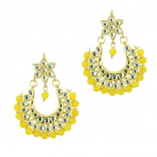 Golden Pearl Beaded Earrings In Yellow Color