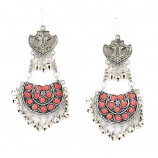 Silver Plated Dangler with oranje Kundan