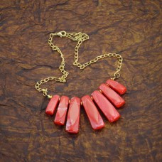 Red Beads Antique Gold Necklace 