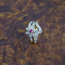 American Diamond Ring With Pink Stone