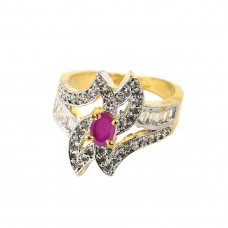 Gold Plated Ad Ring With Pink Stones