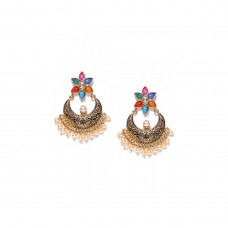 Multicolor Kundan With Pearls Drop  Dangler Earrings