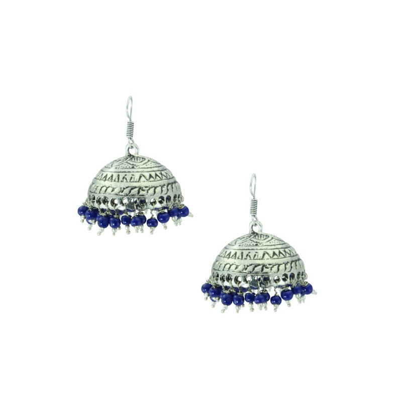 Designer Earring With Multiple Blue Pearls