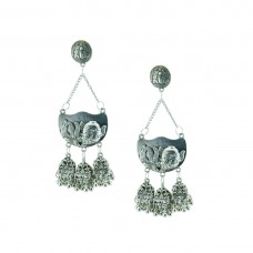 Designer Silver Plated Earring With Multiple Drop Jhumki