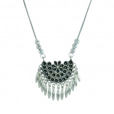  Silver Plated Necklace In Black Color