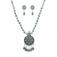 Designer Silver Plated Pendent Set For Women