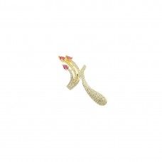 Gold Plated AD Studded Ring In Pink Color For Women