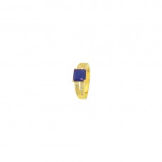 Gold Plated AD Studded Ring In Blue Color