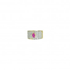 Gold plated AD Studded Cluster Ring In Pink Color