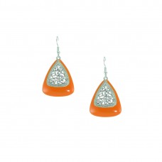 Silver Plated Dangler In Orange Color