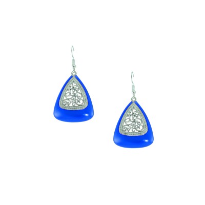 Silver Plated Dangler In Blue Color