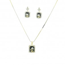 Designer AD Pendant Set In Black Color